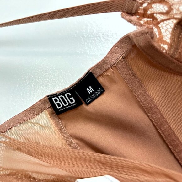 BDG Urban Outfitters Lace & Satin Corset Crop Top in Tan Size Medium - Picture 4 of 7